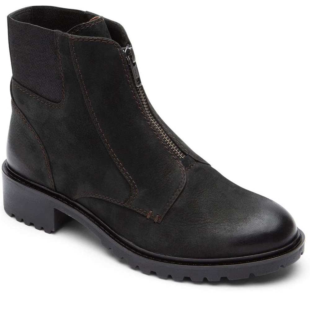 NEW! Women's Cobb Hill Black Leather Ankle Boots, Zip Closure